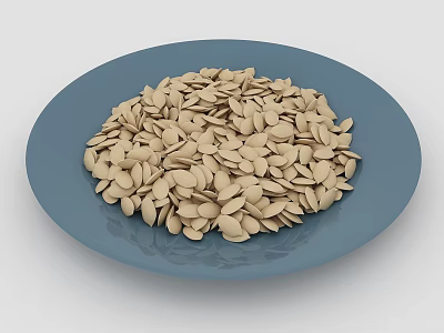 Raw Pumpkin Seeds on a Blue Plate as Healthy Snack Option 3d model