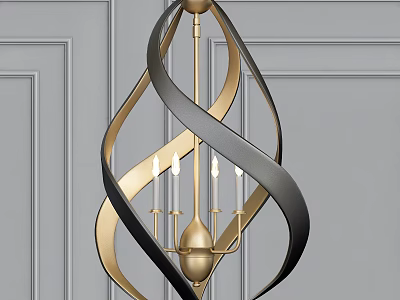 Modern Gold And Black Spiral Chandelier With Candle Style Bulbs For Elegant Interior 3d model