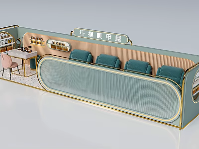 Elegant Modern Nail Salon Interior Design With Comfortable Seats And Beauty Stations 3d model