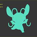Cute Pink Cartoon Alien Creature With Big Ears Yellow Flower Standing Playful Pose Shiny Surface