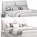 Modern Upholstered And Leather Headboard Beds With Pillows Blanket Side Table And Color Options