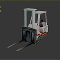 White Industrial Forklift With Red Wheels And Front Forks For Material Handling