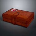 Brown Leather First Aid Kit With Red Cross Symbol And Strap Closure