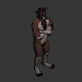 Cartoon Brown Bear Game Movie Character With Red Mane White Chest Bowtie Crossed Arms