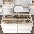 Modern White Walk-in Closet Interior Design With Hanging Clothes Drawers And Storage Areas