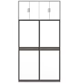 Modern Gray and White Wardrobe with Multiple Cabinet Doors and Functional Storage 3d model
