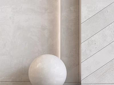 Modern Textured Building Components With Diagonal Lines And White Sphere Decor 3d model