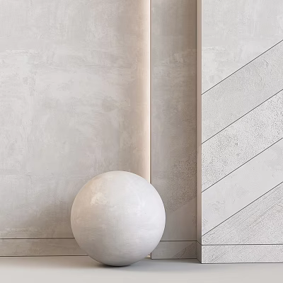 Modern Textured Building Components With Diagonal Lines And White Sphere Decor 3d model