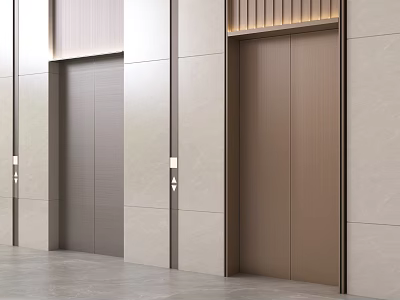 Elegant Modern Elevator Interior With Metallic Doors And Stone Wall Finish 3d model