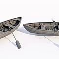 Two Vintage Wooden Boats Featuring Oars And Classic Wooden Design