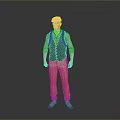 Man In Gray Vest Light Blue Shirt Gray Pants Black Shoes Standing