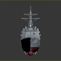 Detailed Scale Ship Model Gray Hull Red Bottom with Number 102 on Reflective Surface