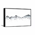 Three Framed Ink Wash Landscape Paintings With Mountain Scenery On Brown Wall