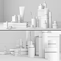 Elegant Decorative Ornaments Set With Wooden Shelves Cosmetic Bottles And Storage Boxes