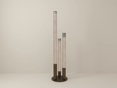 Modern Floor Lamp With Three Light Poles of Different Heights and Dark Base 3d model
