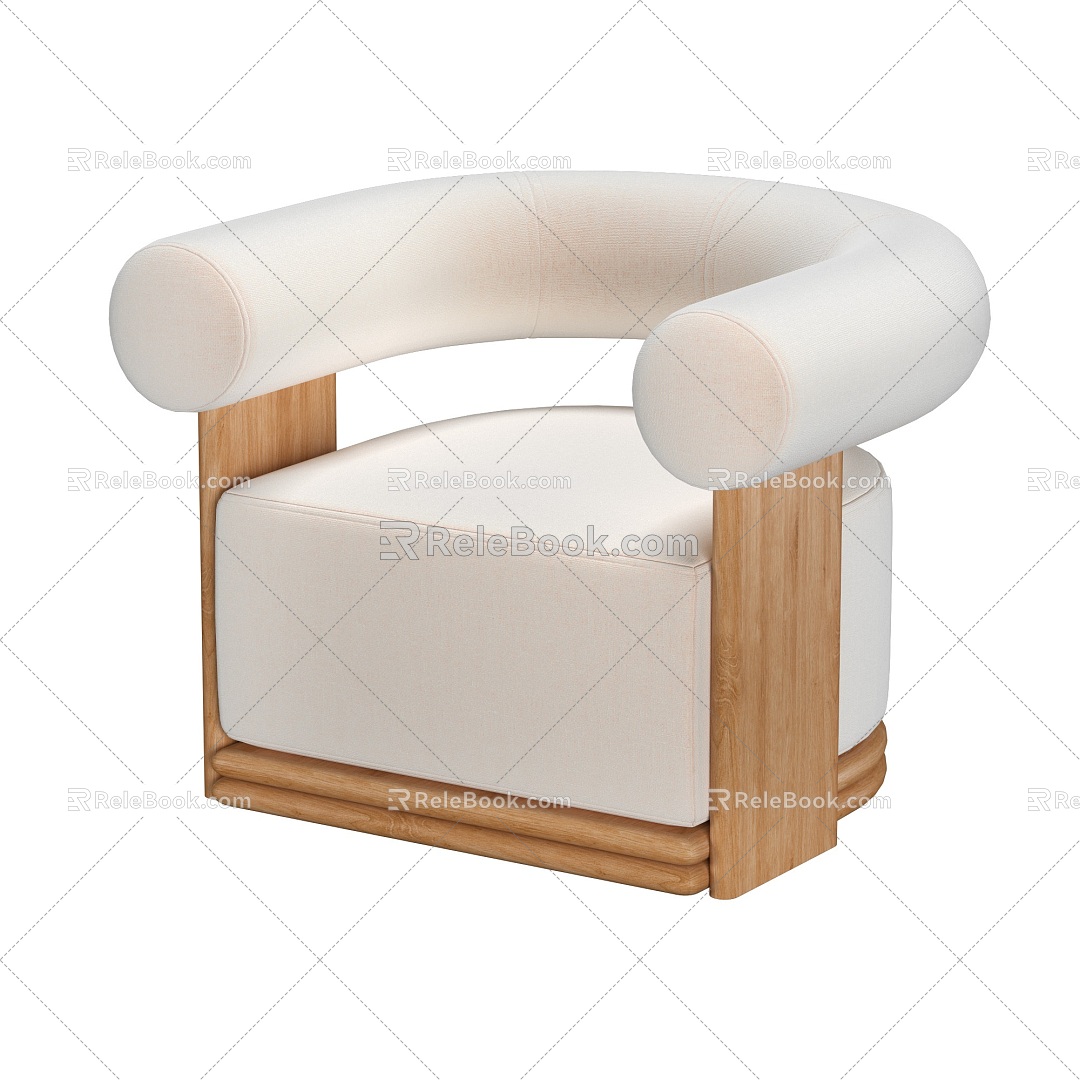 Cream wind single sofa 3d model