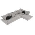 Light Gray Sectional Sofa With Multiple Soft Cushions And Metal Legs Modern Design 3d model