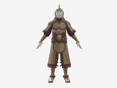 Ancient Golden Traditional Warrior Armor Historical Military Weapon With Decorative Metal Plates 3d model