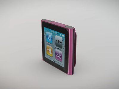 Pink Compact Portable Headphone Speaker Device With Digital Music Playback Screen 3d model