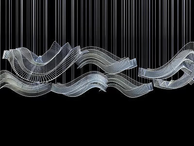 Modern Wave like Sleek Design Chandelier for Interior Decor with Hanging Metal Structure 3d model