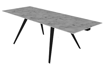 Modern Dining Table With Sleek Black Legs And Elegant Marble Surface Design 3d model