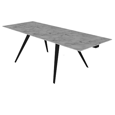 Modern Dining Table With Sleek Black Legs And Elegant Marble Surface Design 3d model