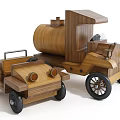 Electric Wooden Toys Vintage Style Truck And Tanker Models With Black Wheels And Headlights