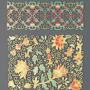 Chinese Color Ethnic Carving Traditional Pattern Algae Well Carved Pattern Carved Pattern Ethnic Pattern 3d model