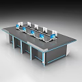 Modern Office Desk With Two Apple iMac Monitors White Desktop And Black Frame
