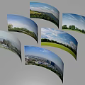 Curved Diverse Scenic Images With Natural Landscapes And Urban City Views