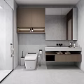 Modern Bathroom With Smart Toilet Vanity And Glass Shower