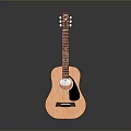 Acoustic Guitar With Wooden Body Six Strings And Natural Wood Finish