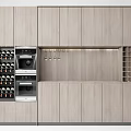 Modern Wooden Wine Cabinet With Built in Storage for Wine Bottles and Glass Rack