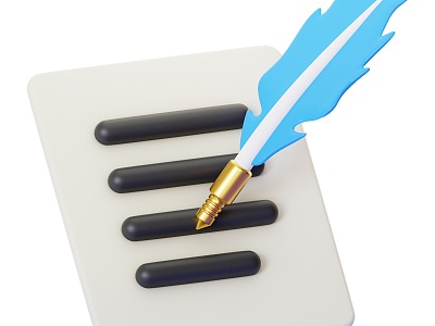 Cartoon three-dimensional icon stylized sketch quill pen 3d model