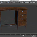 Classic Wooden Writing Desk With Four Drawers And Round Knobs Structure 3d model