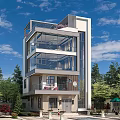 Modern Multi Story Detached Villa With Large Glass Walls And Greenery Surroundings