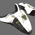 Two White Futuristic Sci-Fi Vehicles With Streamlined Design And Black Yellow Details