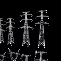 Roadside Power Pylon Structures With Diverse Design And Height Variations 3d model