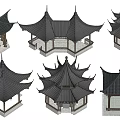 Chinese style pavilion landscape gallery pavilion antique gallery lang pavilion 3d model