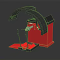 Red And Black Industrial Mechanical Equipment With Arched Component And Pedal Base Stand