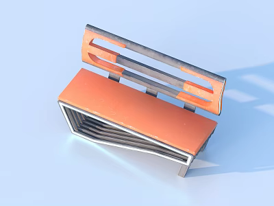 Modern Outdoor Chair With Orange Seat And Metal Frame Geometric Design 3d model