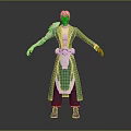 3D Fantasy Character Model With White Hair Green Robe And Intricate Accessories