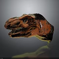 Orange Red T Rex Head Model With Black Spots Open Mouth And Sharp Teeth 3d model
