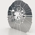 Shattered Mirror With Flying Glass Shards And Fragmented Reflective Surface