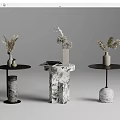 Retro style corner several side several combination dry branch vase ornaments 3d model