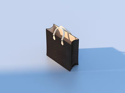 Black Shopping Bag With White Handles Simple Modern Design Lightweight Durable For Everyday Use 3d model
