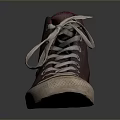 Burgundy High Top Leather Casual Shoes With Gray Laces Beige Sole And Worn Details