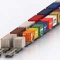 freight train container train 3d model