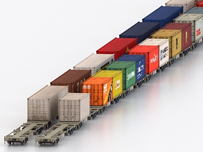 freight train container train 3d model