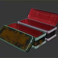 Sculpted Metal Boxes With Open Lids Red Lining Rustic Brown And Silver Finish 3d model